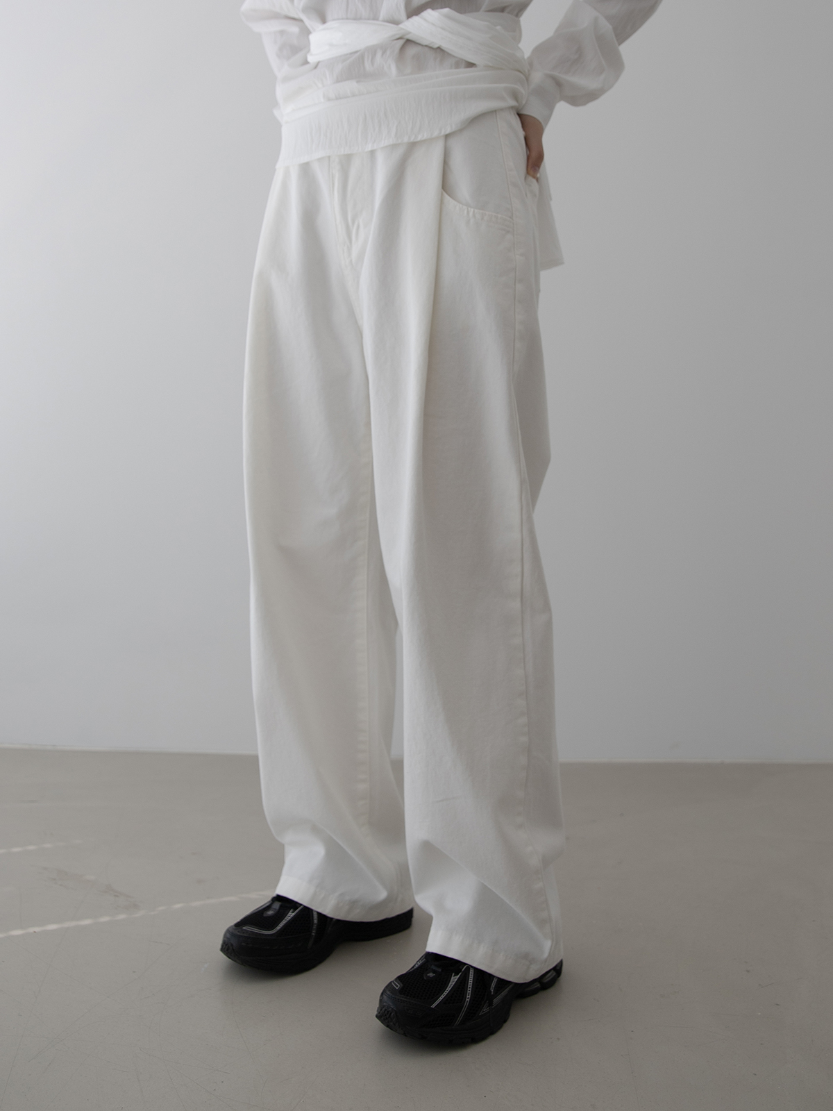 TWILL WIDE  PANTS (3COLORS)