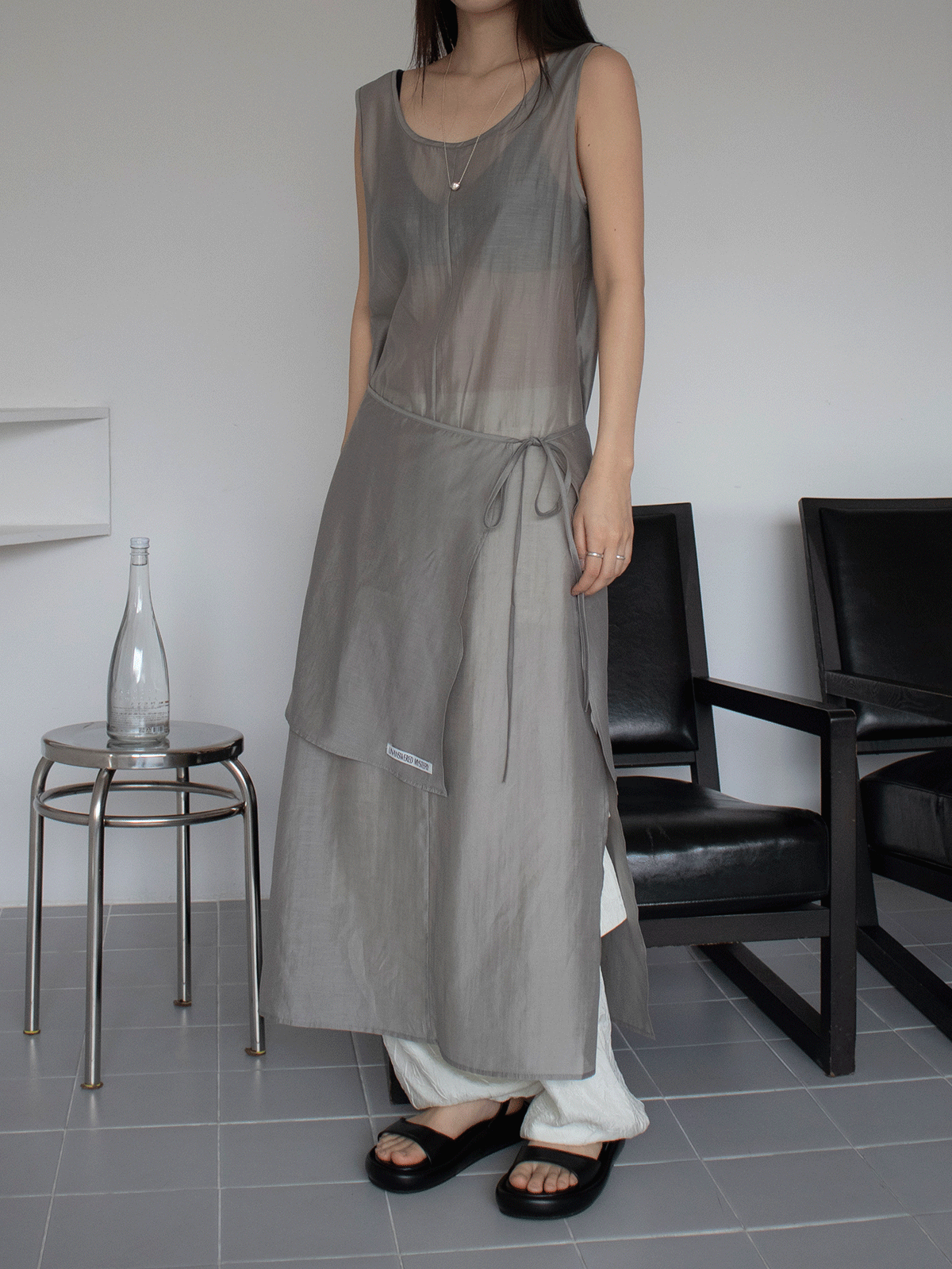 SEE THROUGH WRAP DRESS (3COLORS)